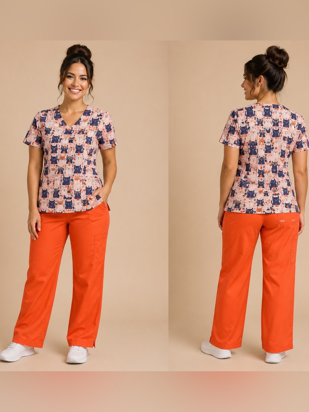 Women's Medium Orange Butter-Soft Scrub Pants